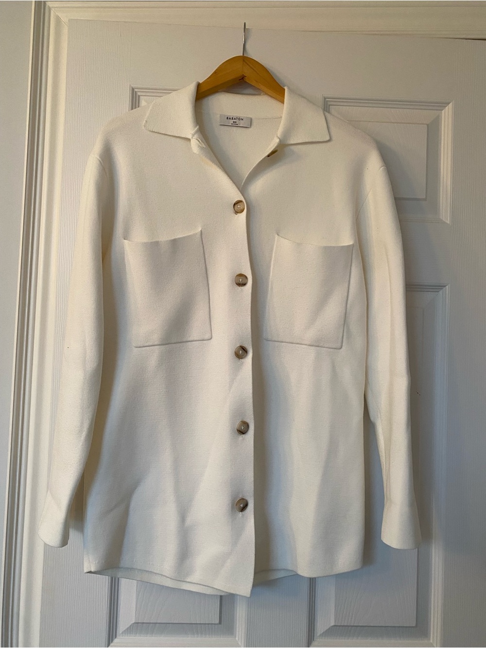 Aritzia Cream Button-Front Knit Cardigan